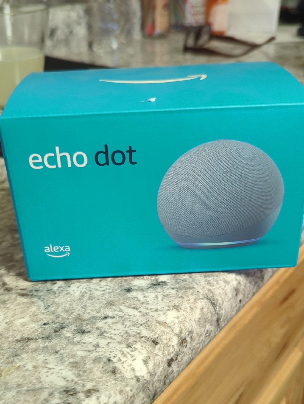 Amazon Echo Dot Smart Speaker in Light Blue Fabric